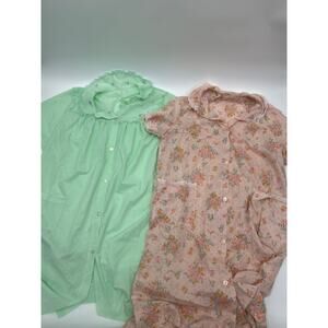 Lot of 2 Vintage Floral House Coat Day Dress  Button Down Retro Loungewear L?